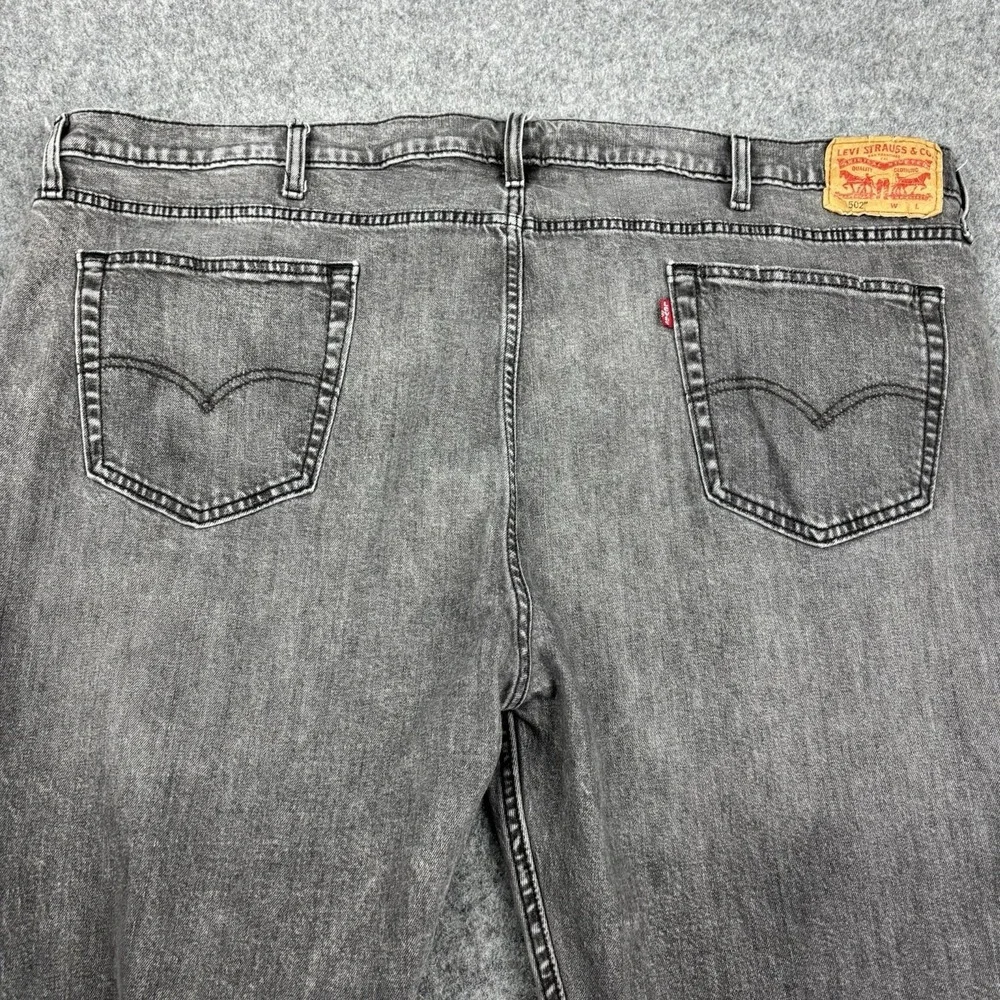Levi's 502 Jeans Mens 48x38 (Fits 48x34)‎ Black Gray Wash Straight Leg Denim Y2K